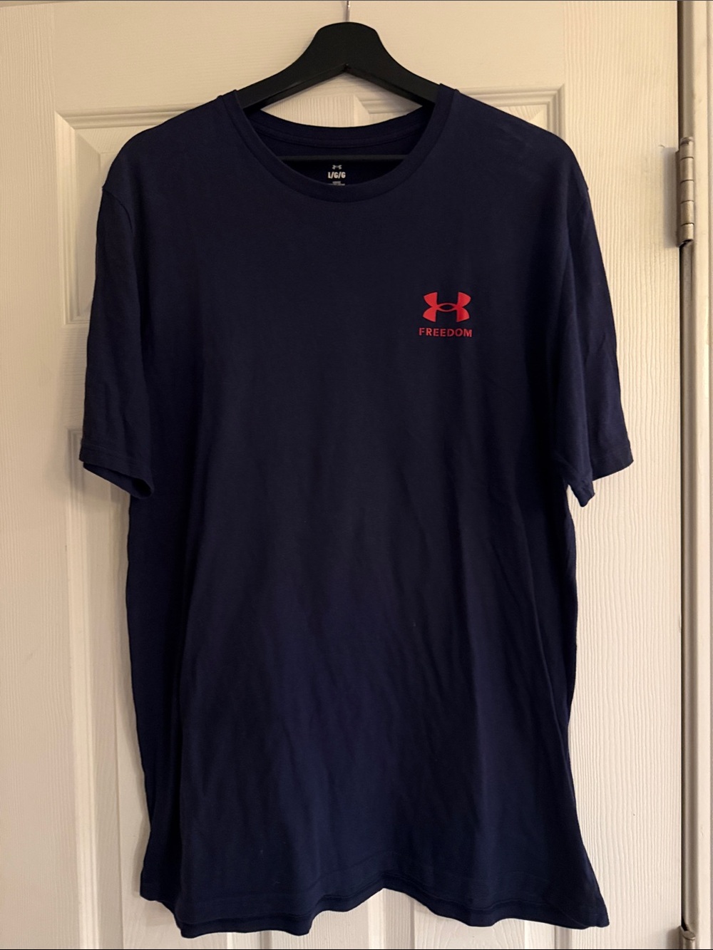 Under Armour Navy Short Sleeve Tee with Red Logo
